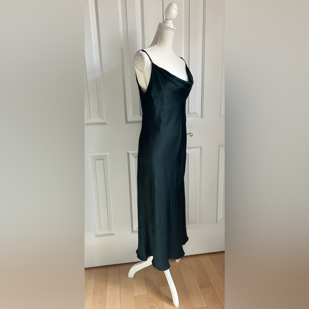 ZARA Elegant Dark Green Maxi Slip Dress, Size Large - Picture 3 of 5